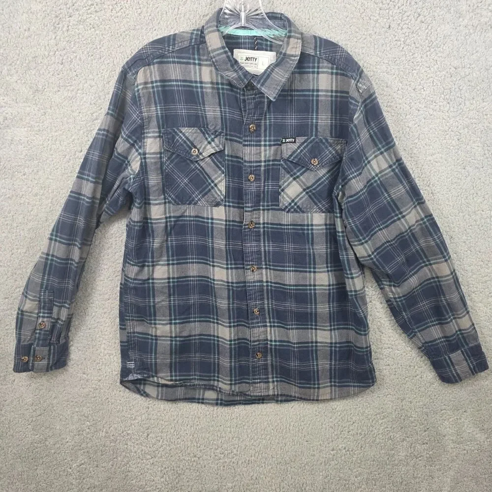 Jetty Men's Blue Plaid Flannel Size L